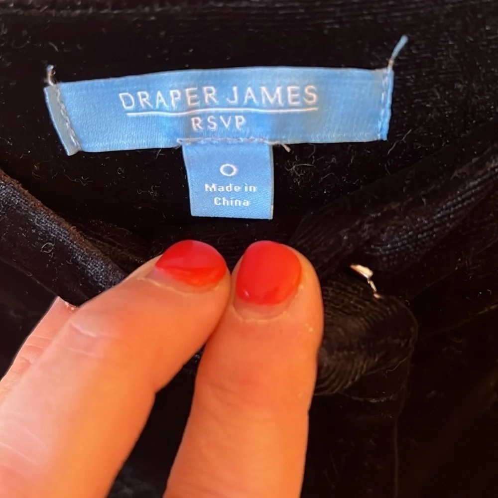 Draper James Velvet Fly Front Pants-Sz 0